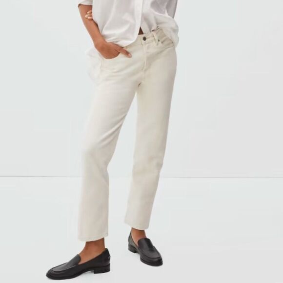 Everlane The Rigid Slouch Straight Leg Organic Cotton Jean Ecru Plus Size 33 - Picture 1 of 11